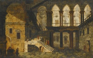 Architectural Fantasy with a Staircase in a Courtyard
